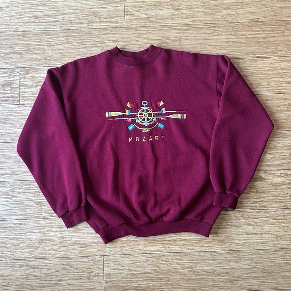 The Unbranded Brand Other - Vintage 80's Sailing Regatta Embroidered Crewneck Maroon Sweatshirt Men's Large